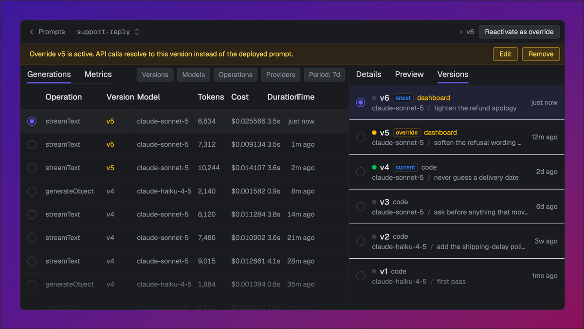 AI prompts: code-defined, versioned, overridable