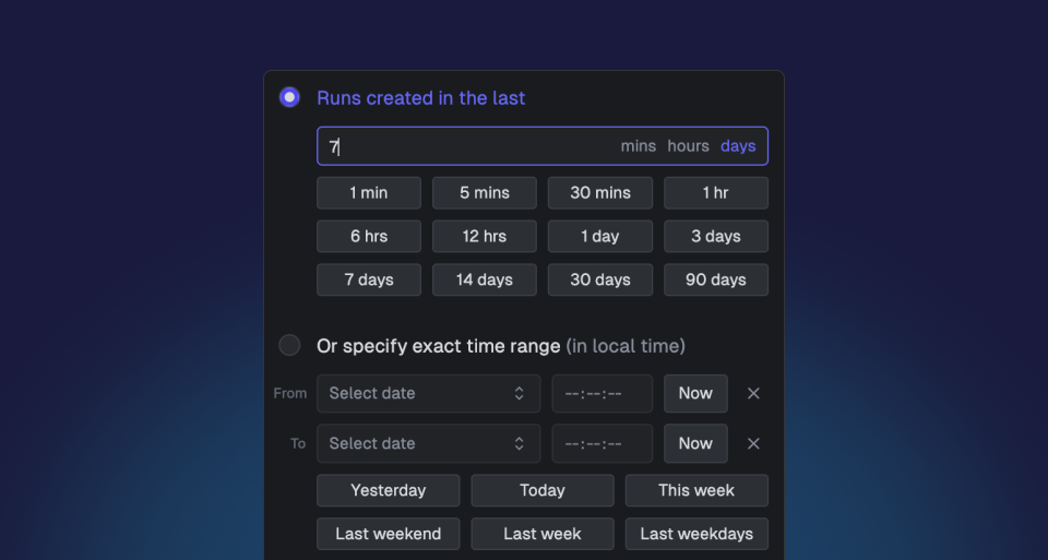 Improved date and time filtering in the dashboard