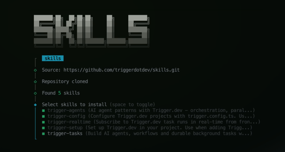 Trigger.dev agent skills for AI coding assistants